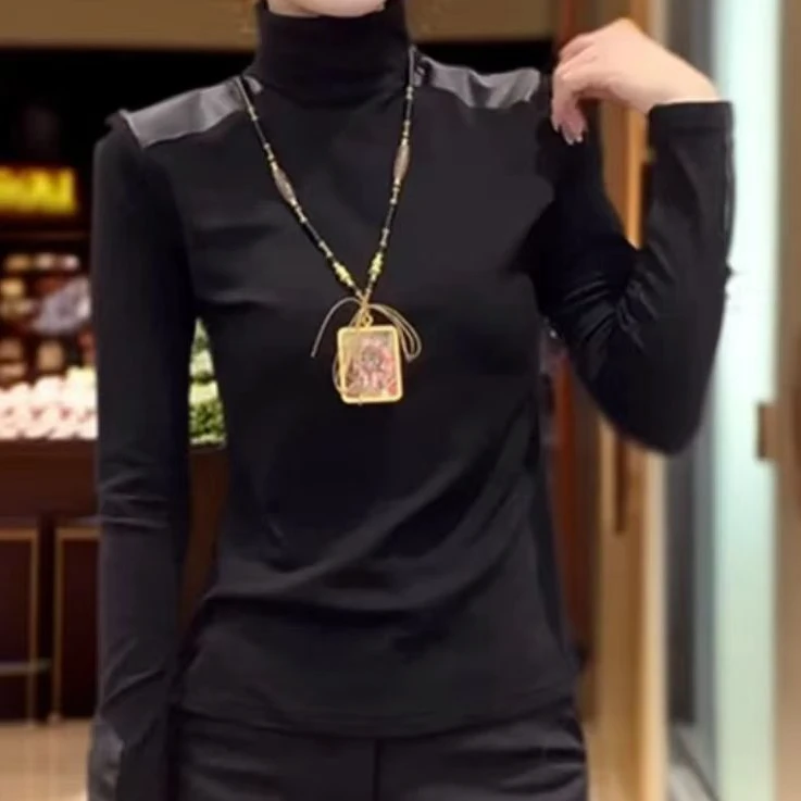 【拼接高领打底衣】秋冬季内搭新款修身长袖S1212