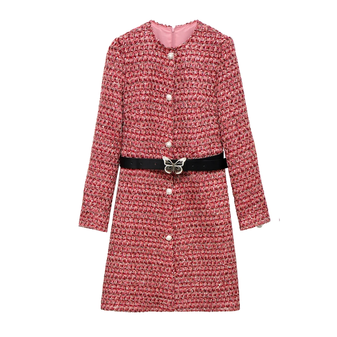 【可可专属】圣诞轻奢小香风气质名媛连衣裙女秋冬配大衣QLQW-590