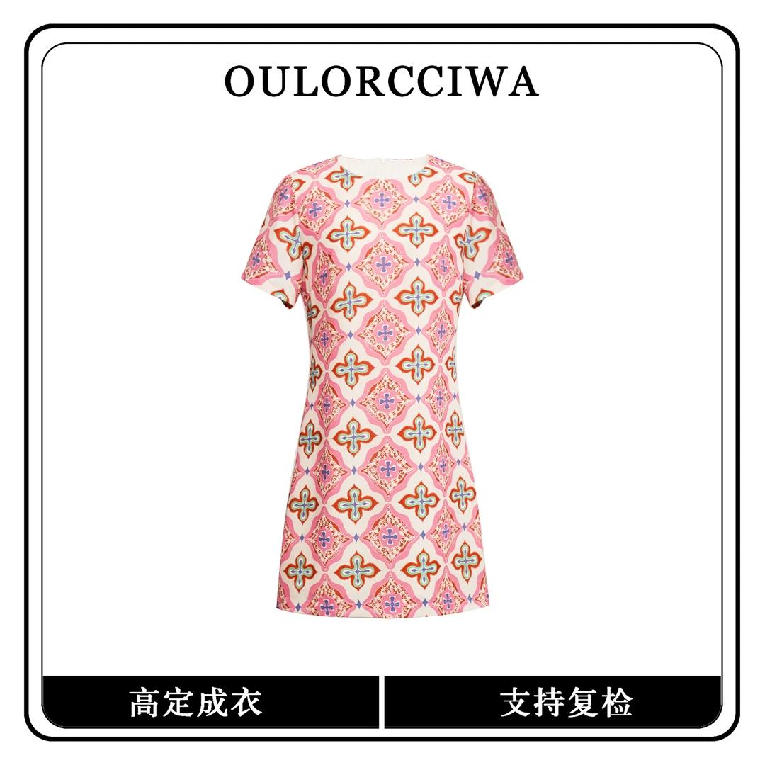 【92】新款女装连衣裙宽松休闲圆领短袖A字裙高级感连衣裙OLQW-83