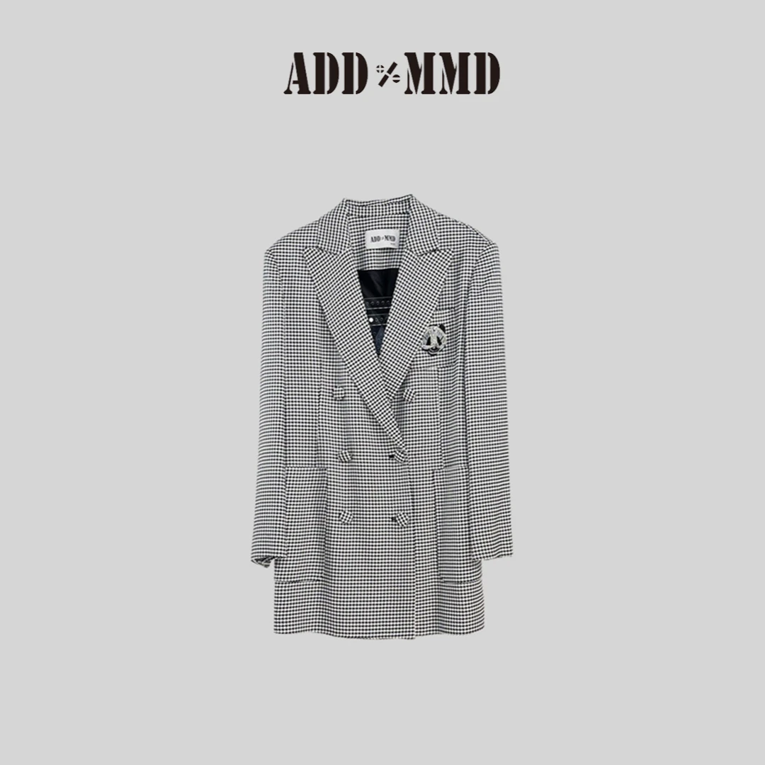 ADDMMD复古气质百搭欧美双排扣女士简约经典时尚韩版千鸟格西装