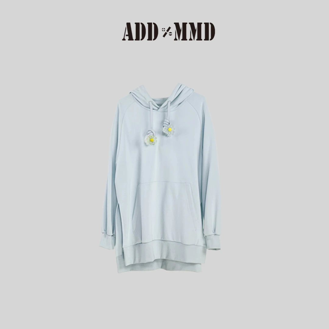 ADDMMD小众设计师原创开叉时尚早秋趣味花朵休闲百搭宽松连帽卫衣