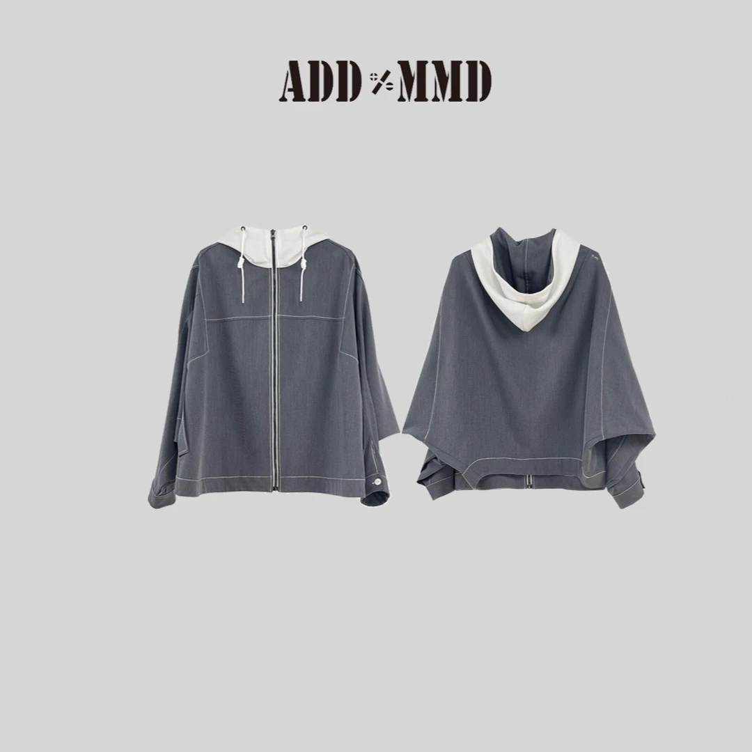 ADDMMD上衣短外套百搭秋季时尚休闲短款连帽蝙蝠廓形运动外套