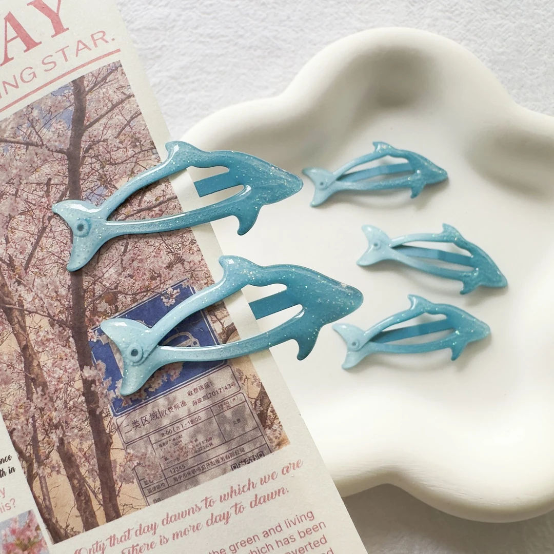 蓝色小海豚发夹bb夹甜趣y2k辣妹风刘海夹少女夏日边夹饰品发饰女