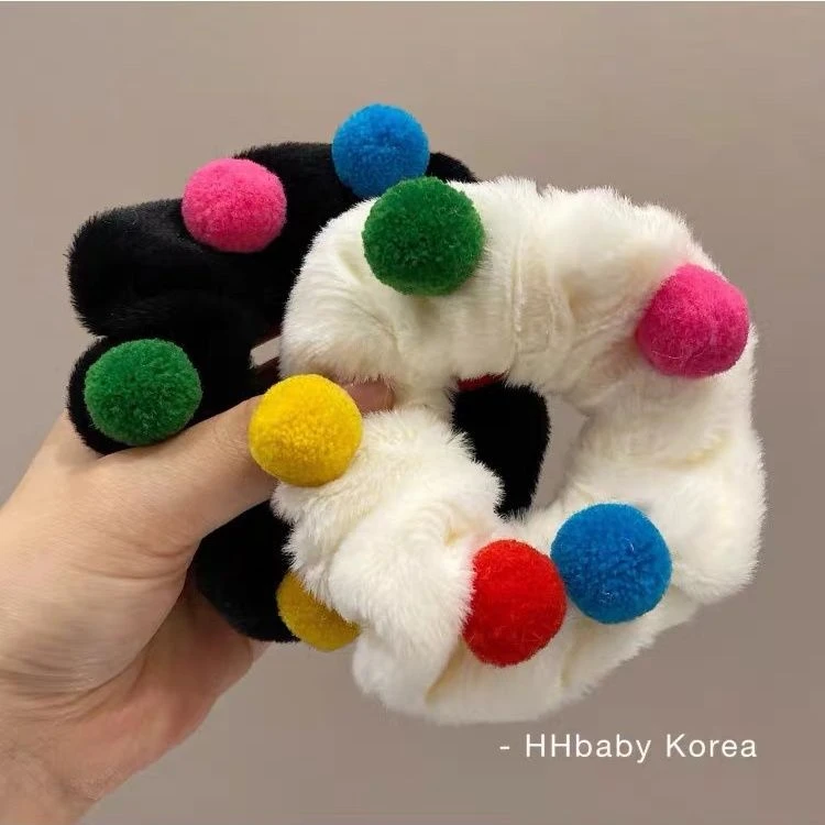 kkkkiwi 丨软糯毛球黑白发圈韩国ins小众秋冬可爱洋气少女大肠圈