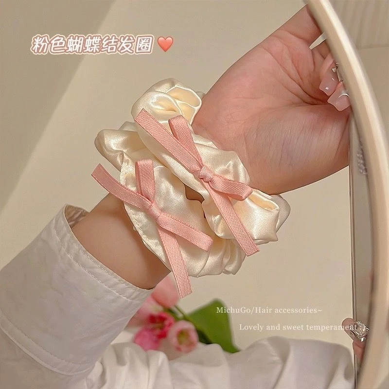 奶油蝴蝶结大肠发圈女高弹力耐用头绳橡皮筋扎头发绳可爱头饰皮套