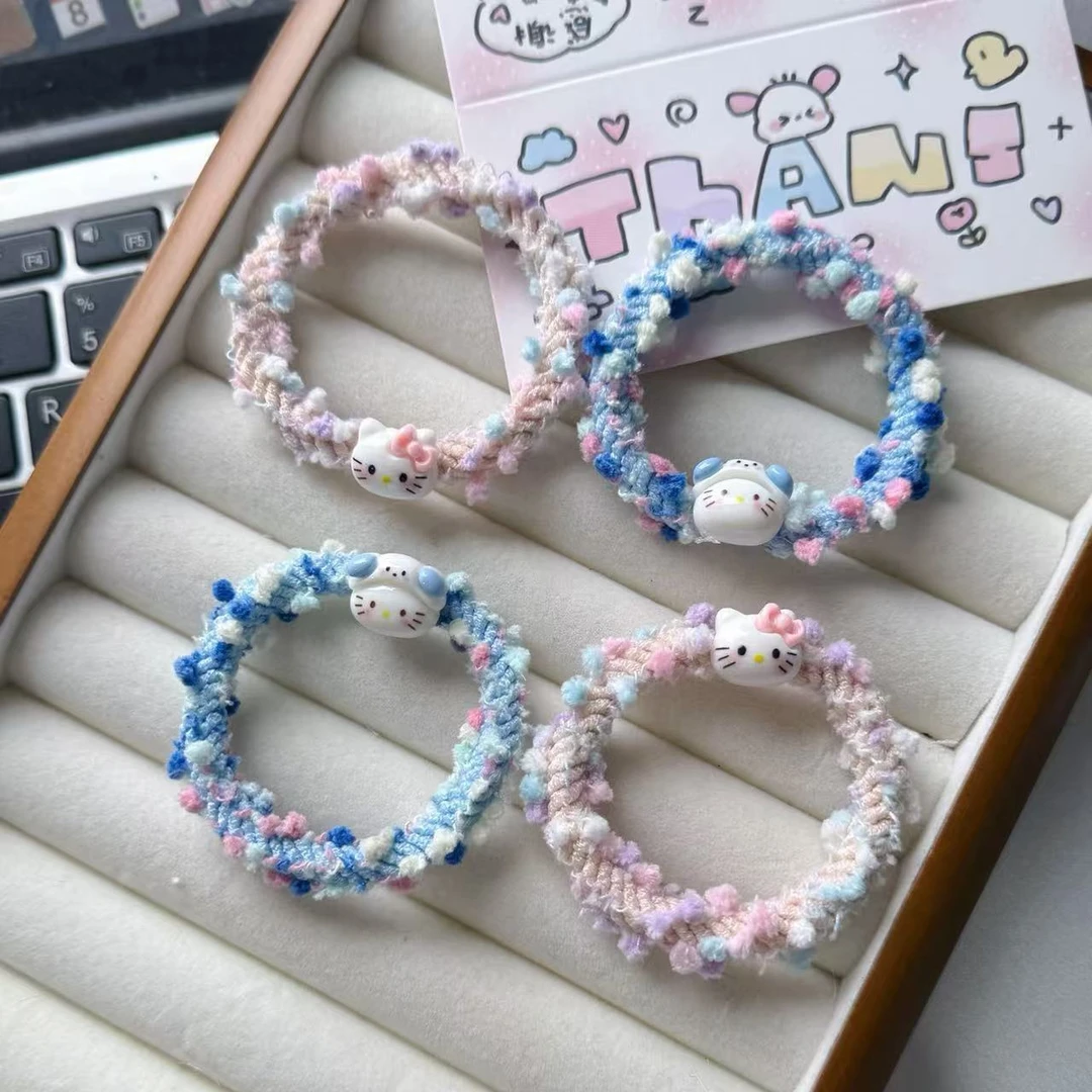 学生卡通发圈情侣猫咪手链甜美少女编织头绳高弹力皮筋头饰小皮筋