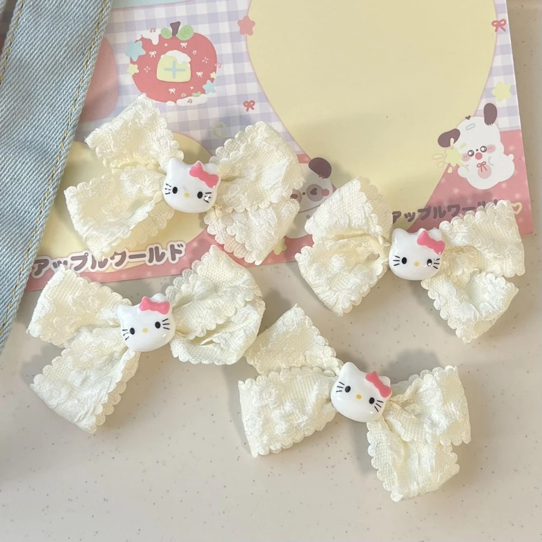 可爱小猫蕾丝蝴蝶结鸭嘴夹少女心日系百搭刘海侧边夹卡通头饰学生