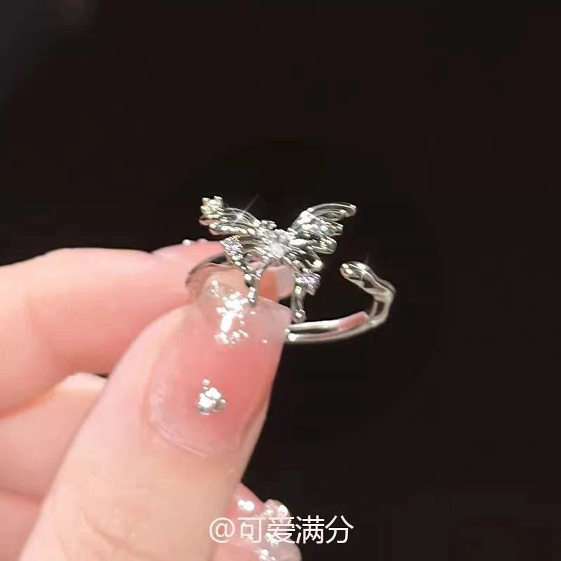 合金戒指 「恣意银蝶 镂空蝴蝶开口戒指女新款高级感轻奢时尚