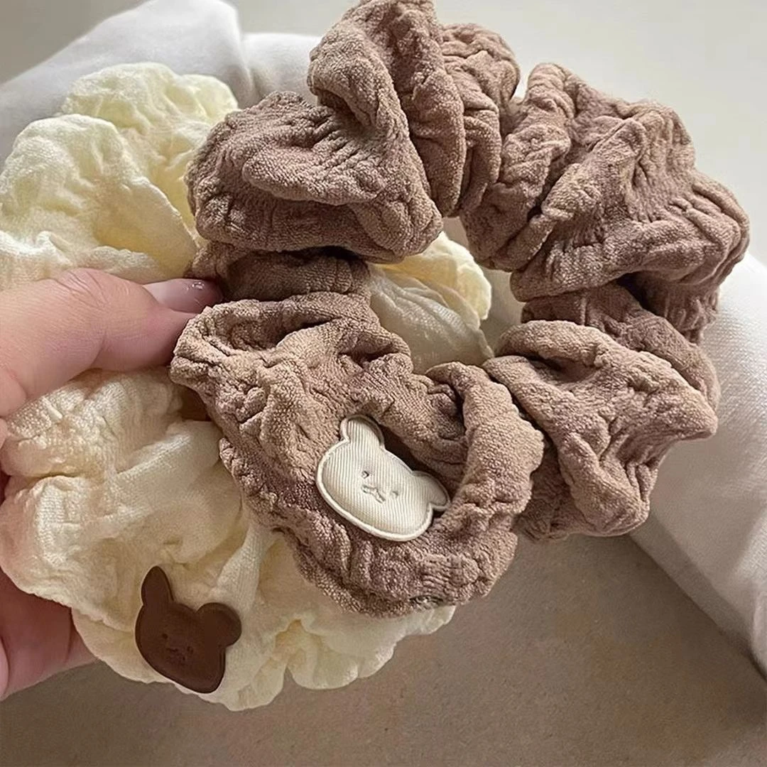 奶油泡芙大肠圈韩式高级感丸子头绳简约百搭布艺发圈头饰