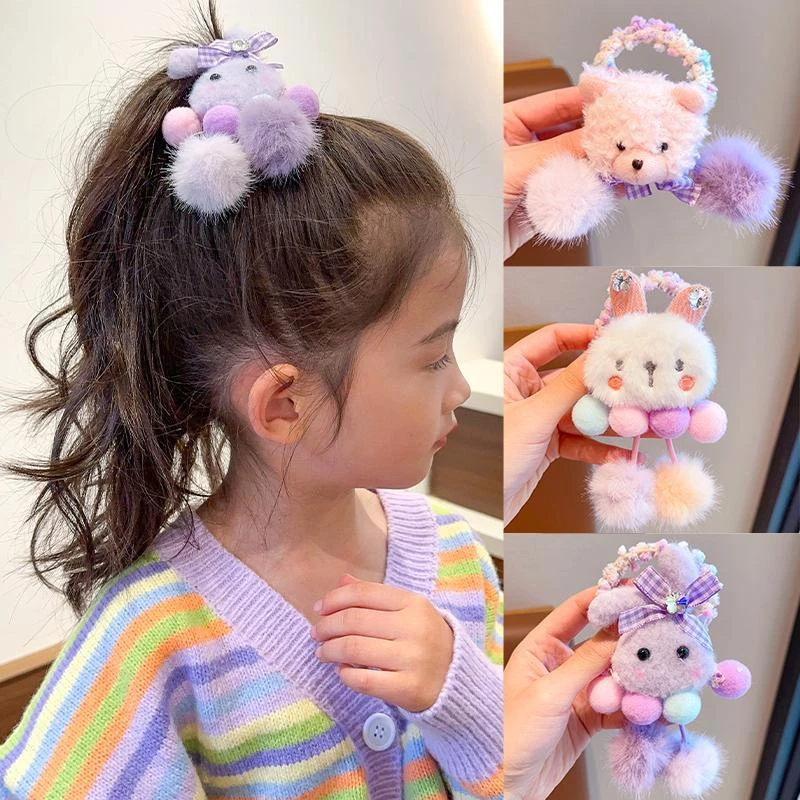 儿童头绳可爱海狸发圈毛线卡通绿色怪兽皮筋女孩扎马尾丸子头发饰