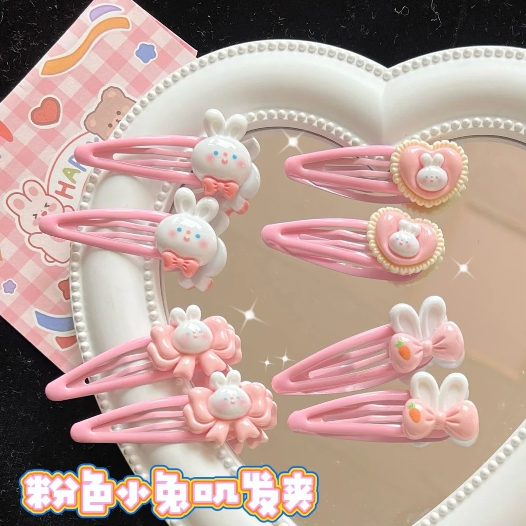 粉色小兔子bb夹ins可爱少女心蝴蝶结学生边夹日韩卡通头饰卡子女