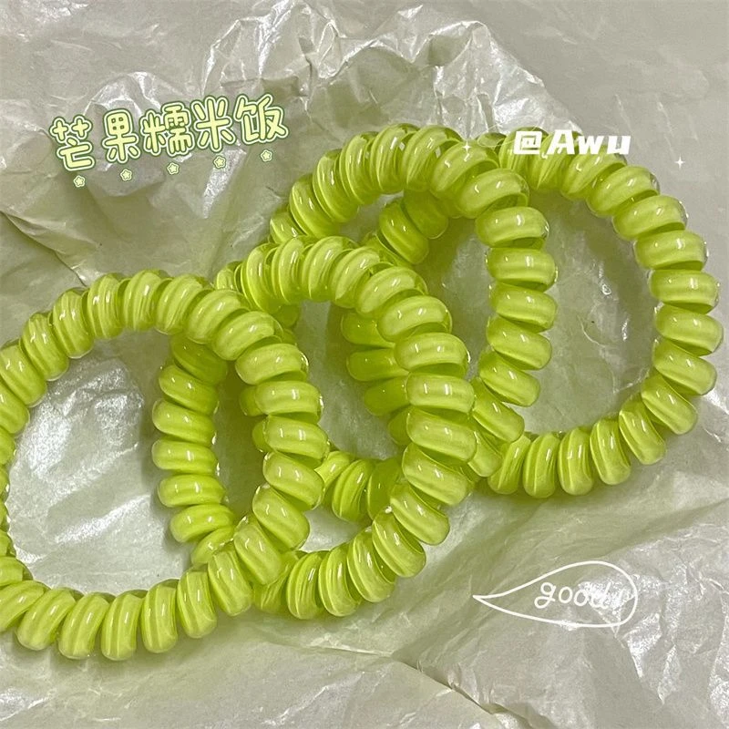 芒果糯米饭电话圈清新果绿巨显白高级感头绳甜美学生女发圈