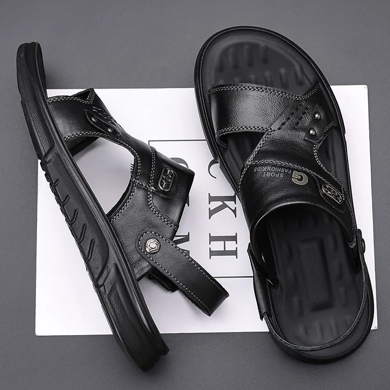 男士凉鞋夏季软底新款潮流休闲中青老年爸爸皮凉鞋沙滩鞋防滑舒服