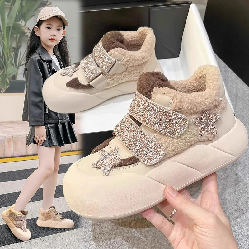 儿童雪地靴6-12岁洋气2025冬季新款加绒加厚女童大棉鞋东北女童鞋
