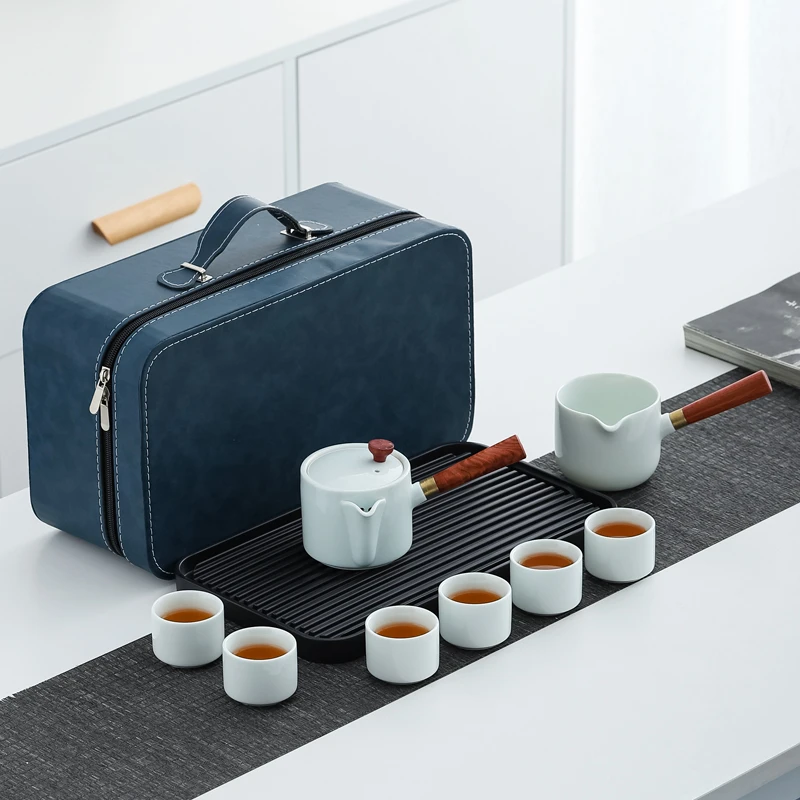 铭彬高档茶壶侧把壶功夫茶具茶盘一整套旅行便携式瓷户外全套茶杯
