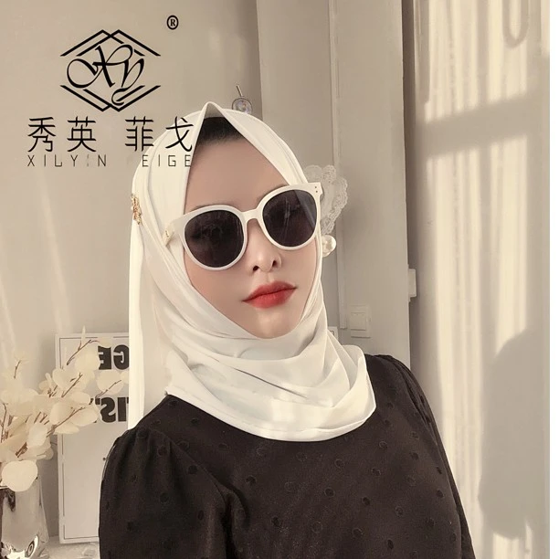 秀英.菲戈2023新款简约口罩.眼镜款无需一根针手缝珍珠时尚绕巾