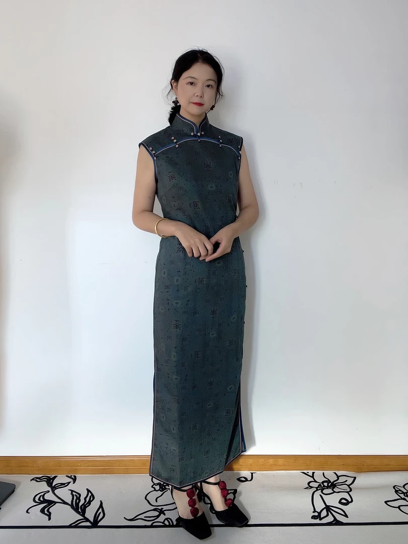 [全开襟手工旗袍-莲说]新款全开手工旗袍130cm