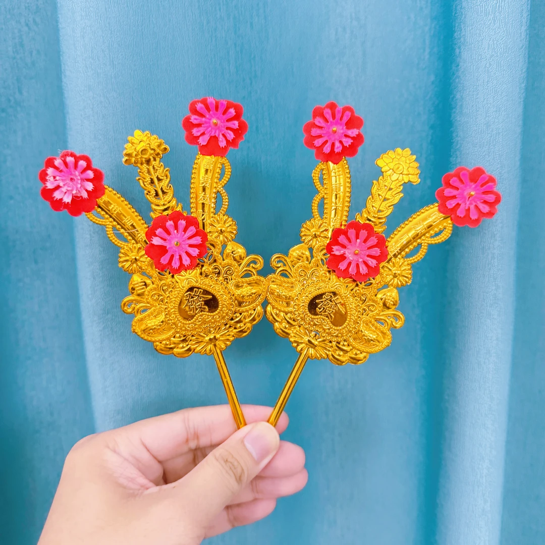 新款潮汕小号中号金花立体塑料金花工艺品桌面摆件