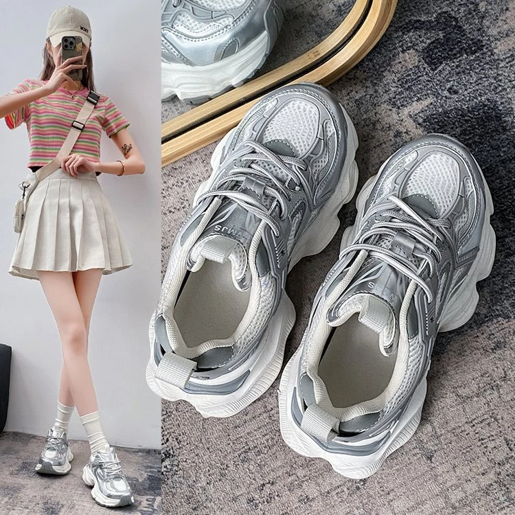 2024夏季透气网面休闲厚底增高百搭老爹鞋休闲运动鞋时尚女款