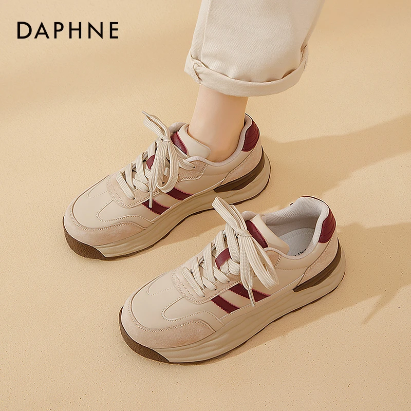 达芙妮厚底阿甘鞋女鞋2025爆款秋冬复古百搭运动鞋小蛮腰休闲板鞋