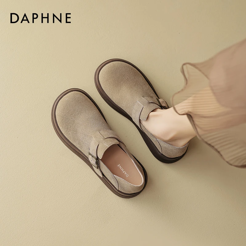 达芙妮全包懒人真皮勃肯鞋女2025秋季爆款一脚蹬软底孕妇复古单鞋