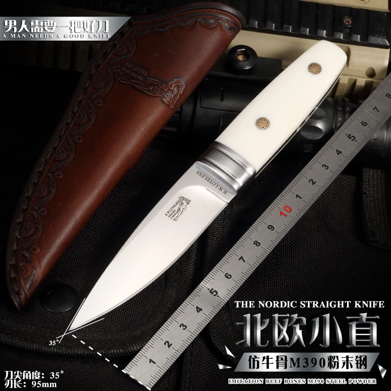 新疆包邮M390高硬度锋利礼品小直刀户外多功能剔骨手把肉刀水果刀