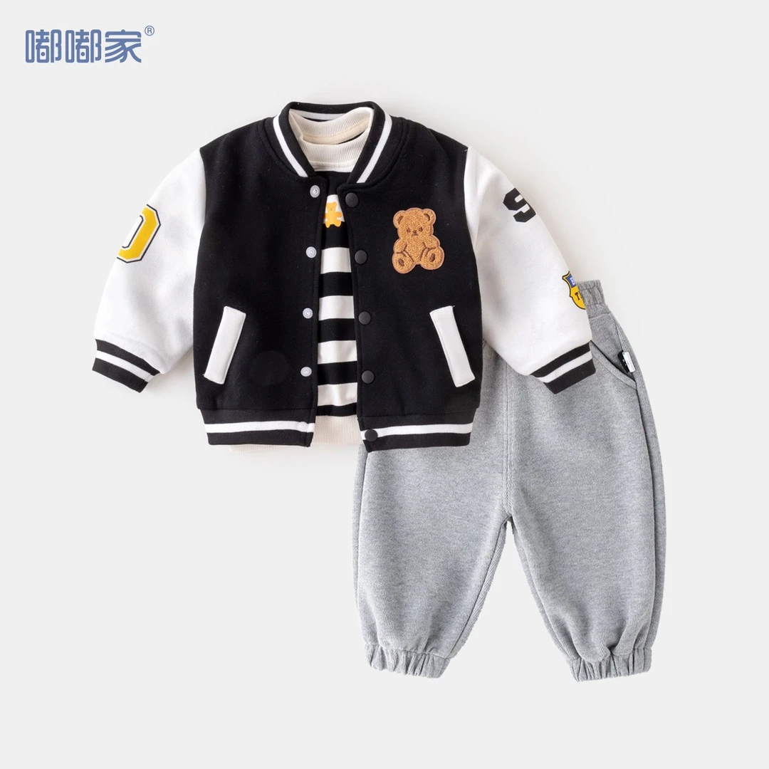 【现货】儿童棒球服春秋三件帅气套装嘟嘟家 DSG123ACF388