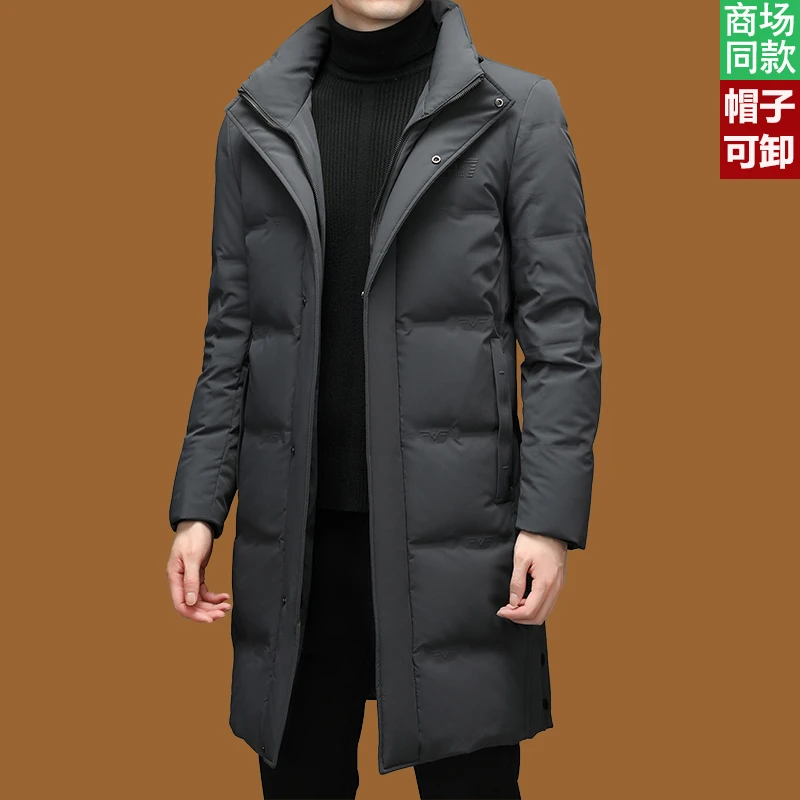 意大利羽绒服男商务休闲大牌连帽白鸭绒加厚男士外套中长款