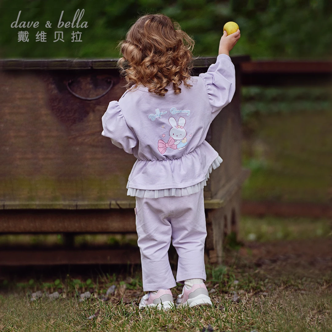 戴维贝拉女童九分裤套装春装新款裙式上衣喇叭裤DB1247934