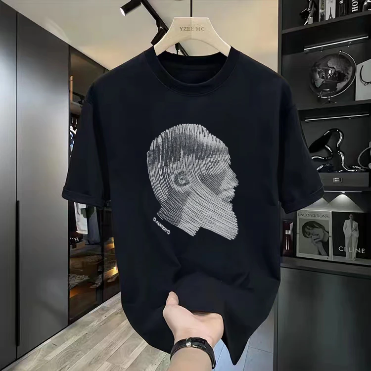 夏季宽松痞帅男装t恤纯棉圆领短袖新款男女款休闲时尚百搭上衣
