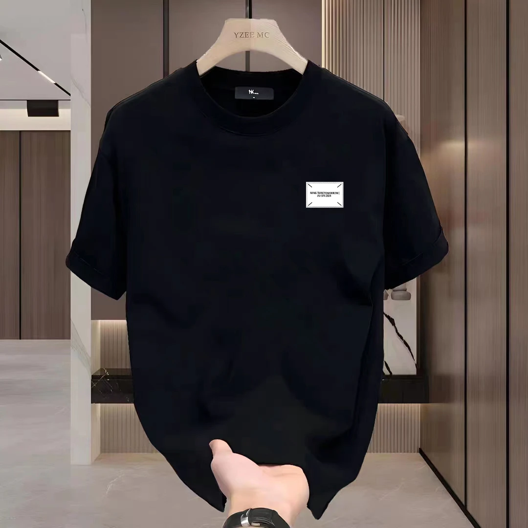 夏季宽松痞帅男装t恤纯棉圆领短袖情侣款重磅ins街头百搭休闲上衣
