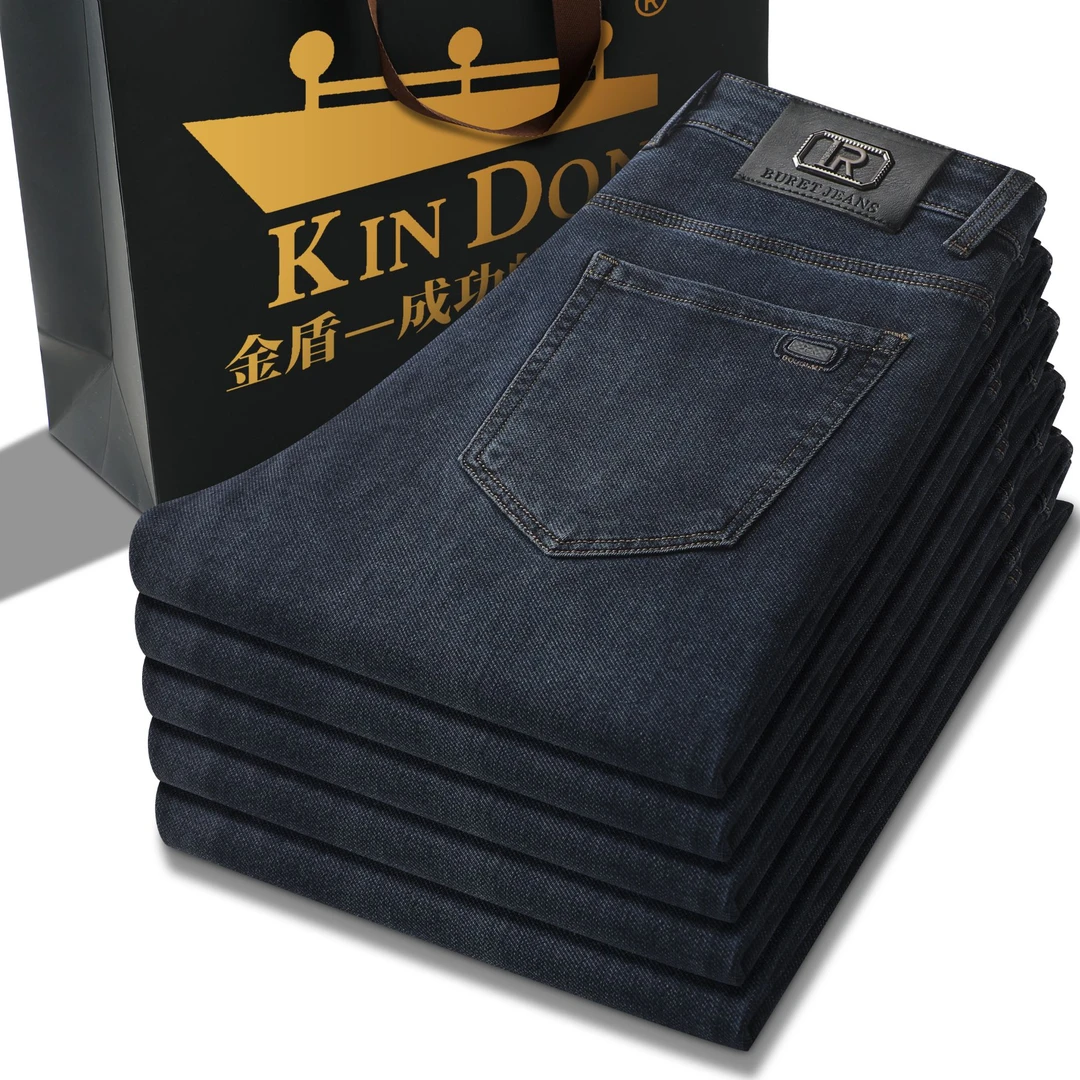 金盾秋季新款直筒男士牛仔裤宽松百搭弹力男裤潮流复古商务裤子