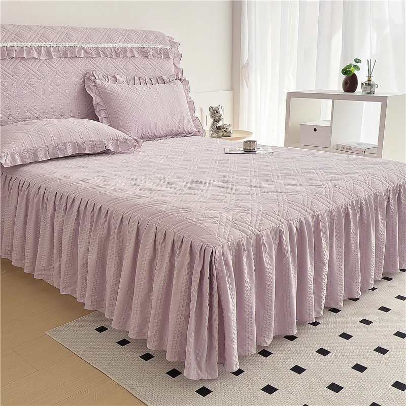 韩式夹棉泡泡棉床裙单件荷叶边加厚席梦思防滑床罩保护套四季通用