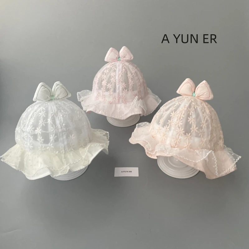 婴儿帽子夏季女宝宝渔夫帽新生儿遮阳防晒帽小月龄公主帽可爱盆帽