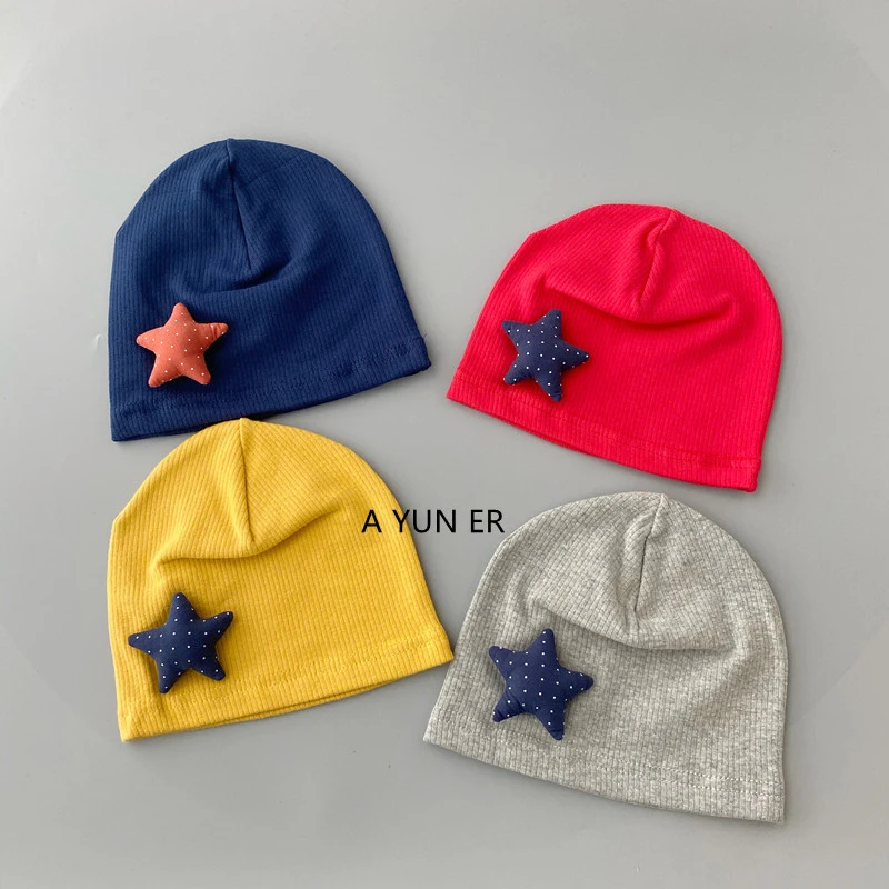 婴儿帽子春秋薄针织男女宝宝套头帽防风保暖新生婴幼儿棉质胎帽潮