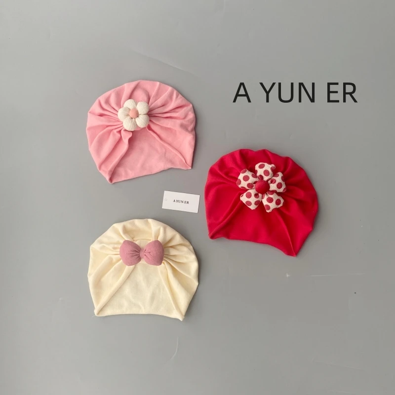 婴儿帽子春秋款0到3个月女宝宝印度帽秋冬护囟门新生儿婴幼儿胎帽