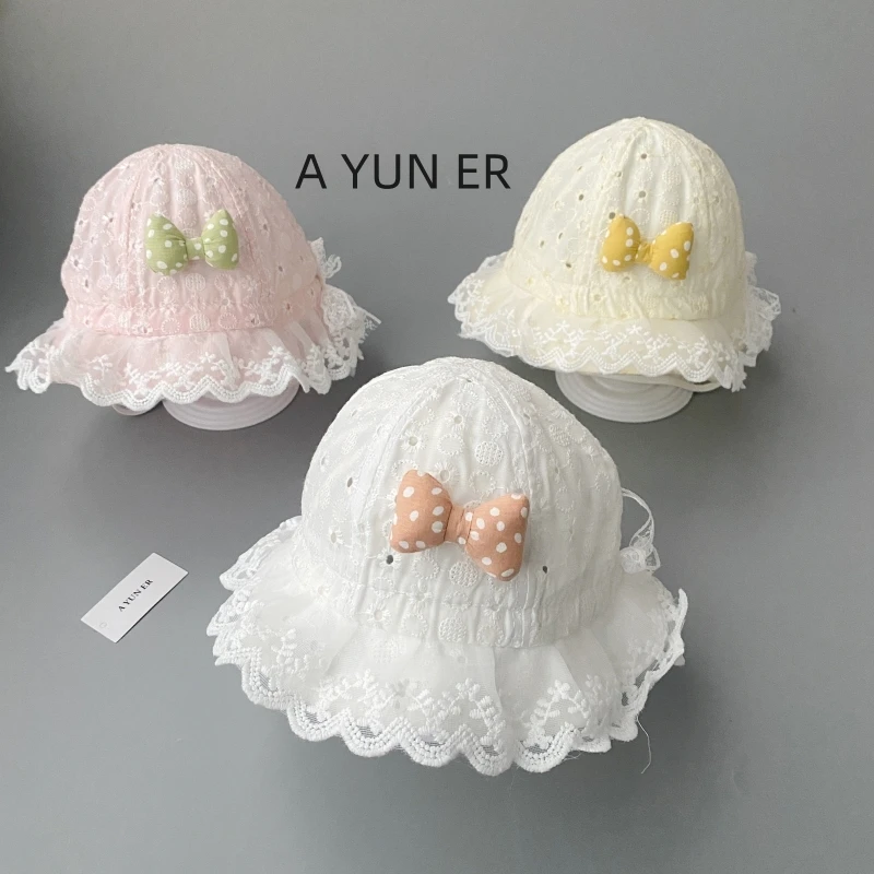 婴儿帽子春夏季薄款可爱韩版蕾丝边公主帽女宝宝遮阳防晒小童盆帽