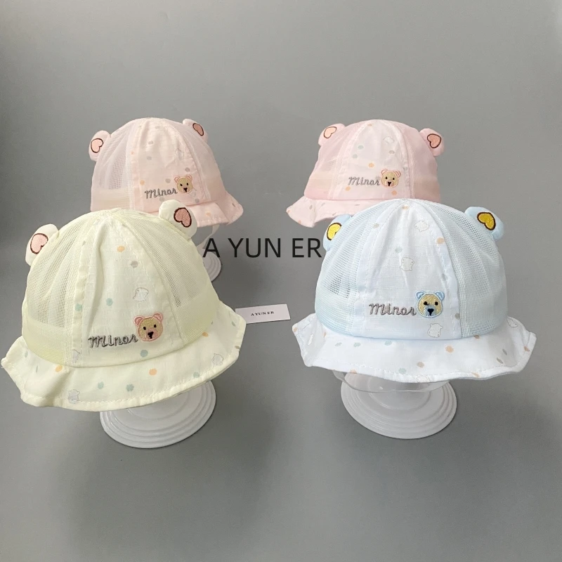 婴儿帽子夏季薄款男女宝宝遮阳帽防晒小月龄可爱太阳帽渔夫帽盆帽