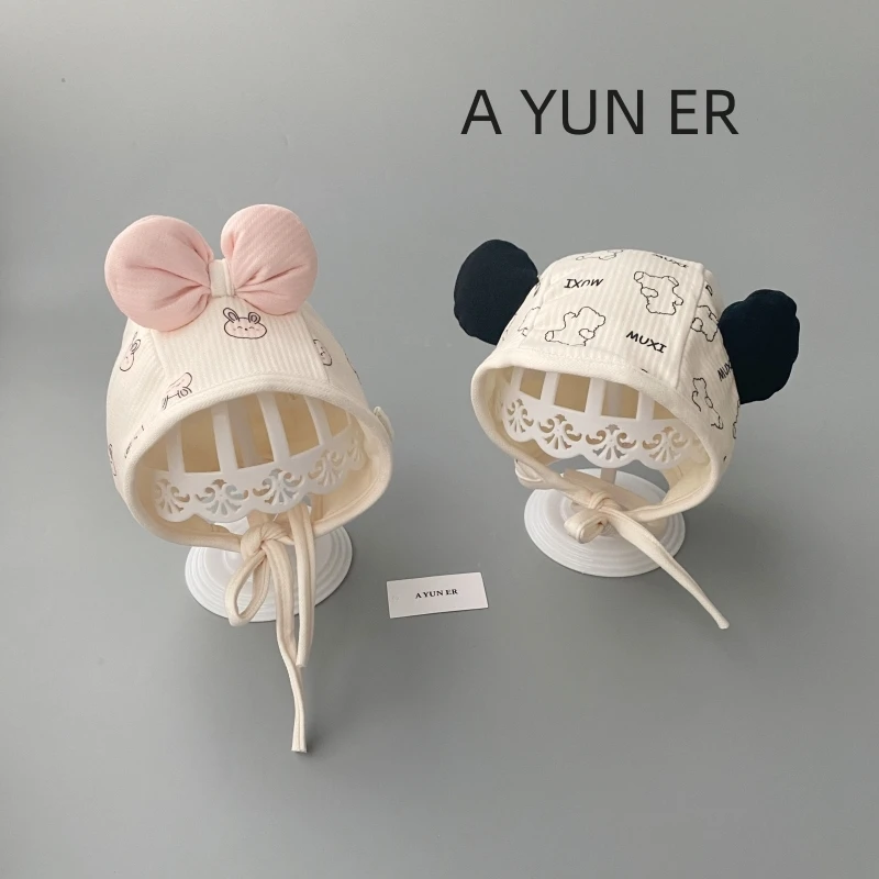 婴儿帽子秋冬款女宝宝可爱超萌男婴幼儿防风保暖护耳帽囟门包头帽