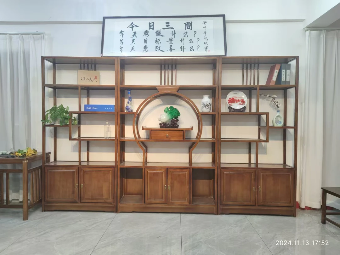 镜花水月博古架实木多宝阁玄关展示柜新中式屏风隔断置物架陈列柜