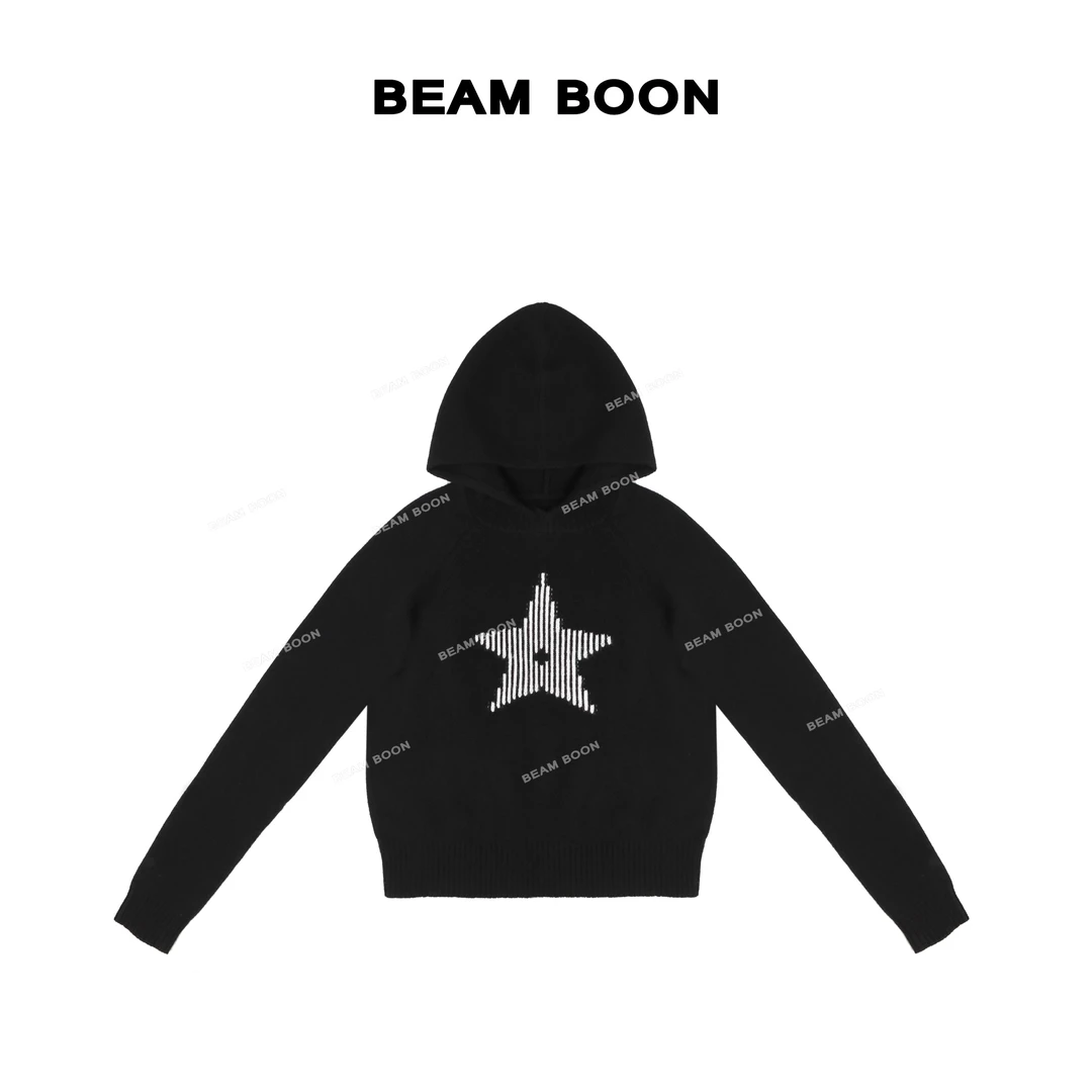 Beam Boon|【幸运星】云朵般糯软100%羊毛连帽显瘦针织毛衣