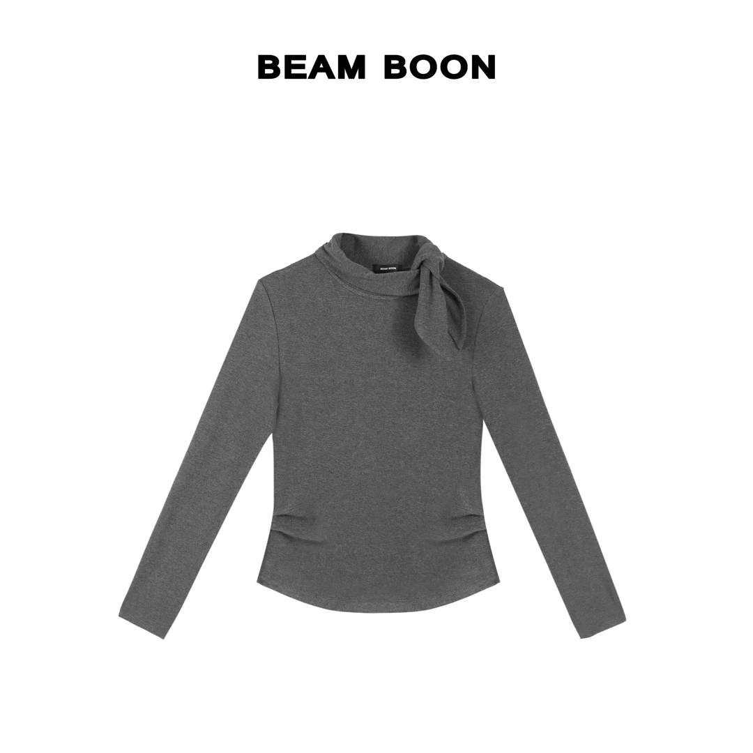 Beam Boon|【仙女蝴蝶结】糯软美利奴羊毛混纺系带弹力显瘦百搭上衣