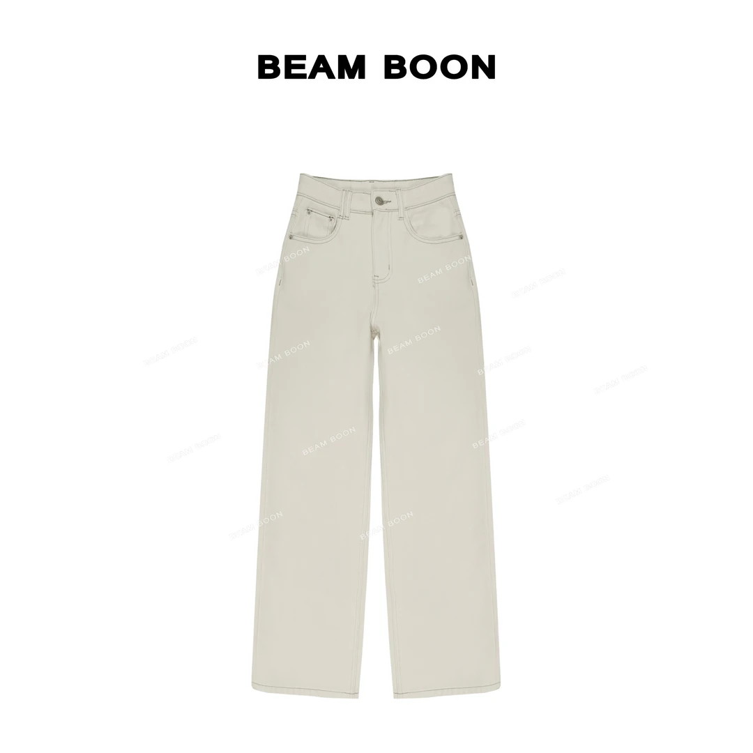 Beam Boon|【胡桃儿牛仔】进口四面弹加绒复合宝宝绒窄版显瘦阔腿裤