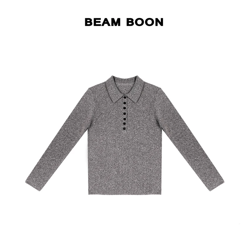 Beam Boon|【芝麻酥毛衣】超柔软亲肤定纺polo领单排扣显瘦针织毛衣