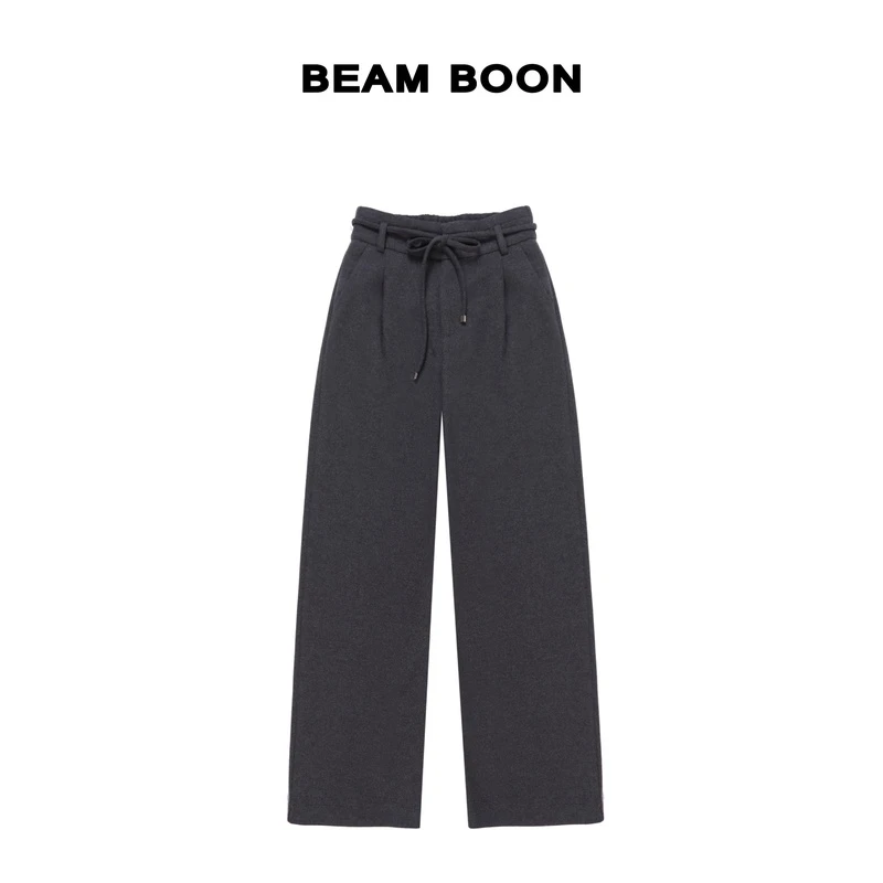 Beam Boon|【漫途无梨裤】精纺羊毛混纺立裁挺括抗皱不规则阔腿裤