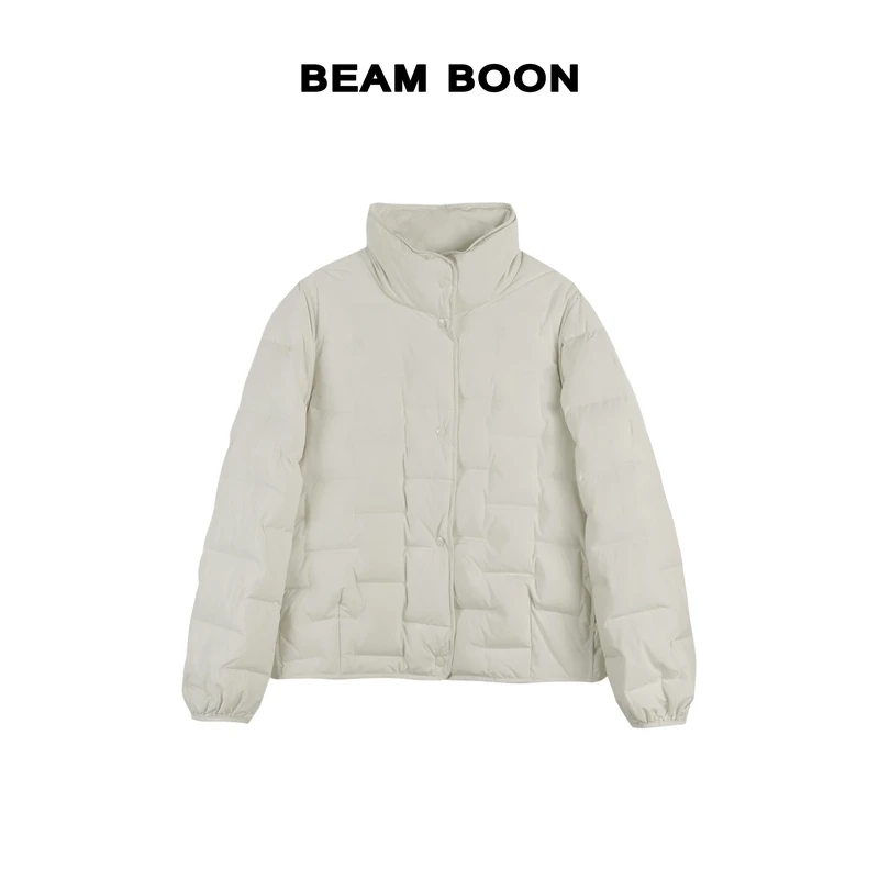 Beam Boon|【帕尼尼羽绒】重磅轻暖蓬松立裁压格90白鸭绒短款羽绒服