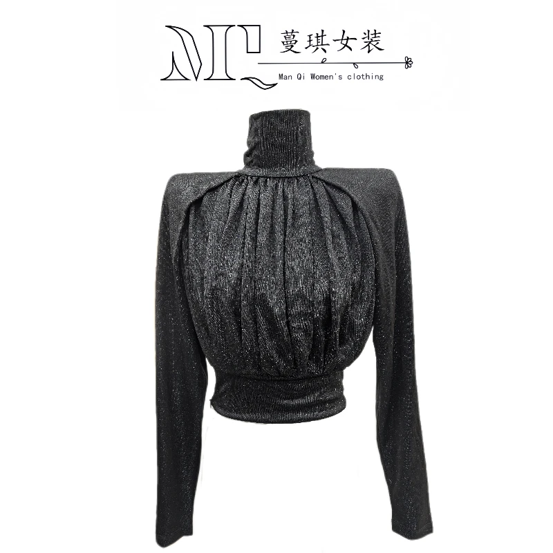 2024年秋冬赫本风修身显瘦上衣打底衫T恤时尚百搭黑色