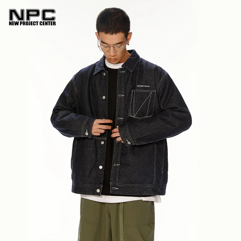 NPC潮牌复古明线大口袋夹棉牛仔夹克男女同款NP28TJ37