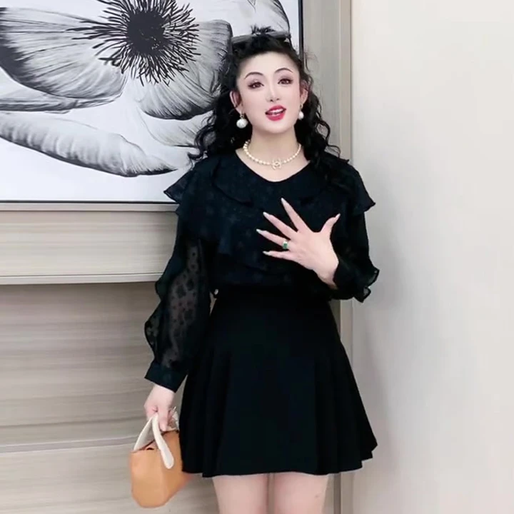 2855早春高级感v领上衣女新款时尚法式长袖外穿上衣大码女装气质