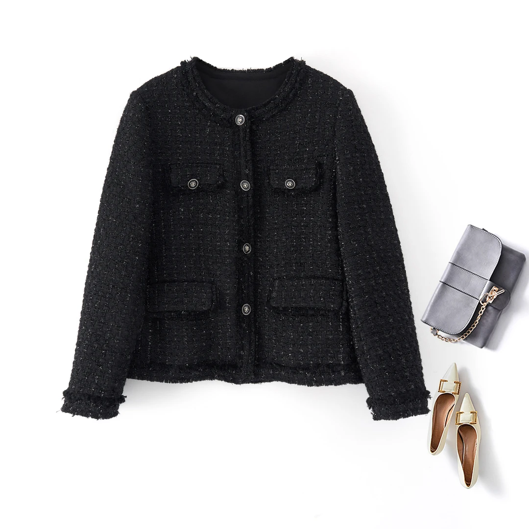 大码春秋新款外套轻奢简约显瘦遮肉气质时尚百搭短款外套小香风